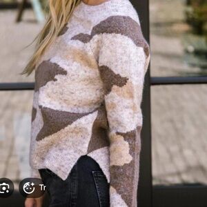 RD Style nude camouflage crewneck sweater